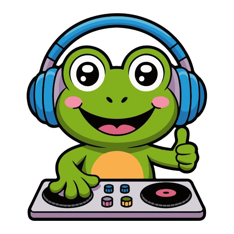 Frosch DJ mit Kopfhörern
