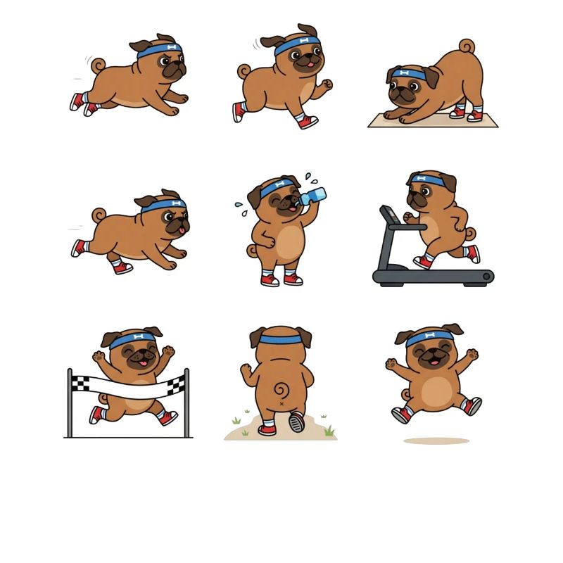 Funny Pug Jogging Marathon Runner