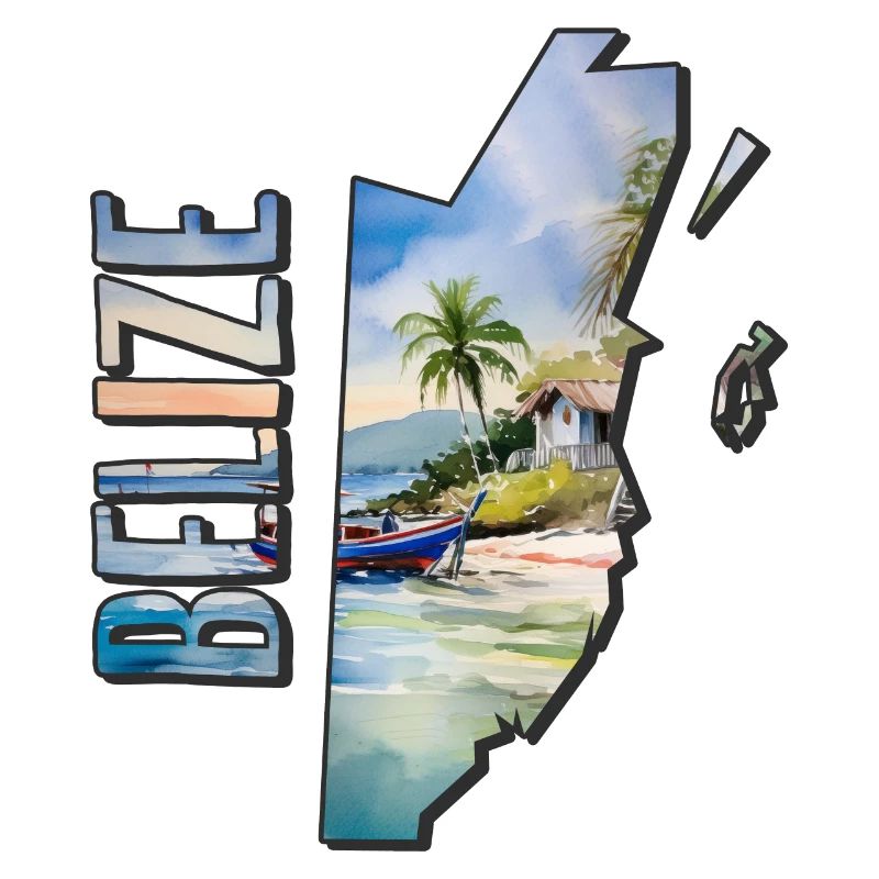 Watercolor Map Belize