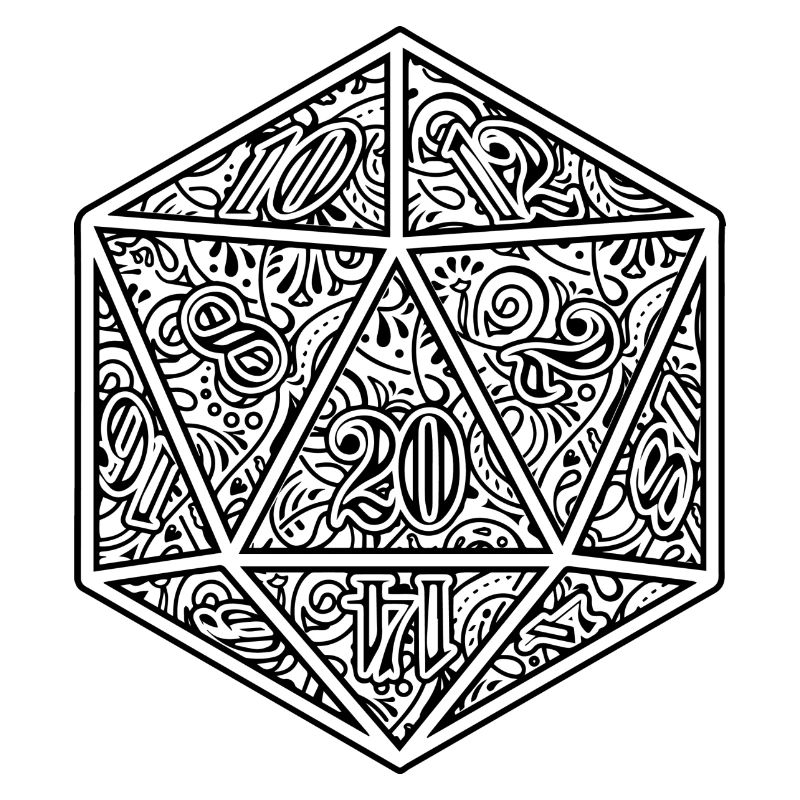 D20 Dice Ornament RPG Cube Design
