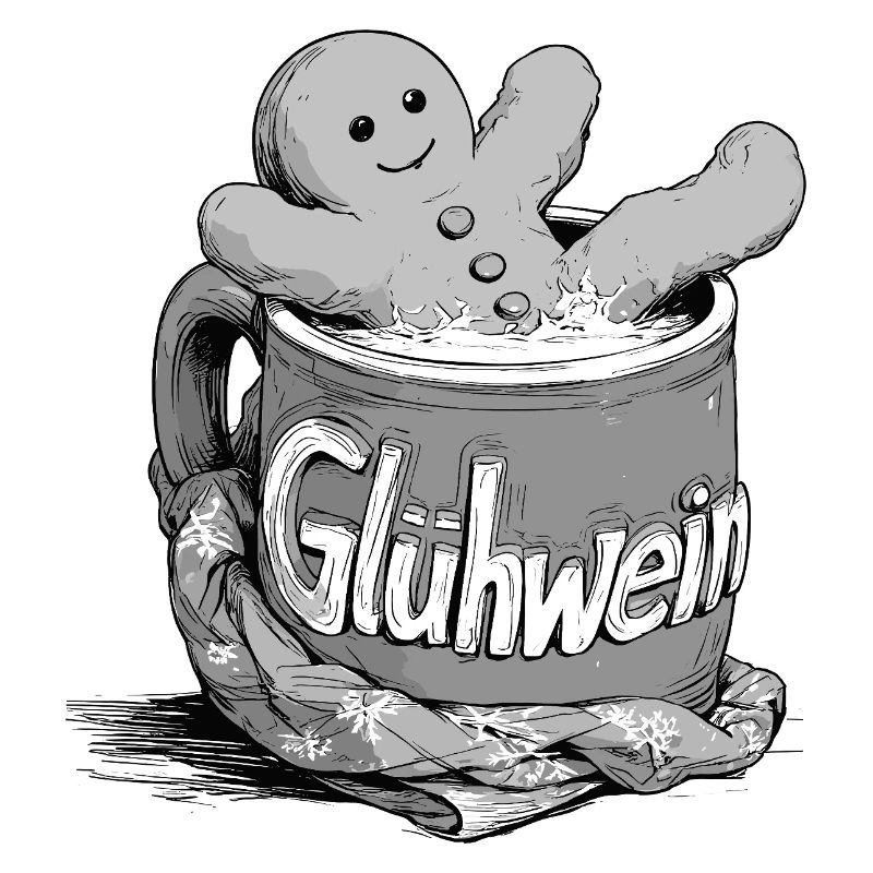 Mulled Wine Cookie Mug Illustration Gingerbread Man