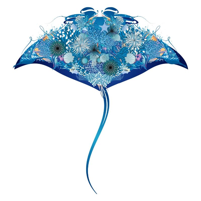 fascinating manta rays made of corals & shells