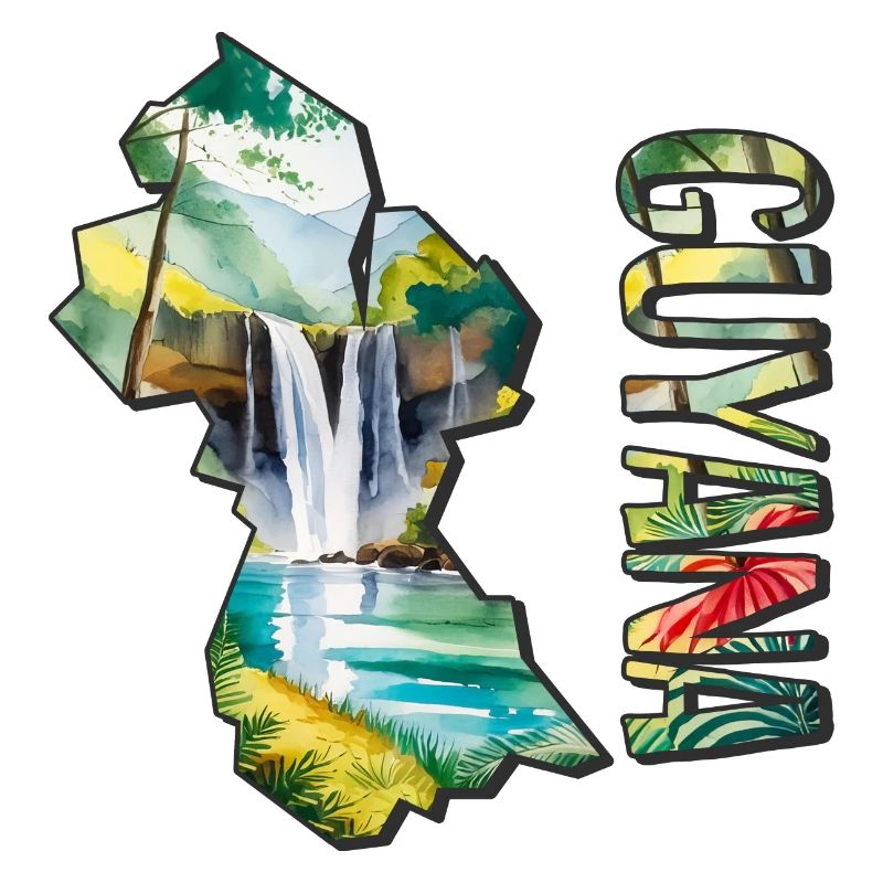 Carte à l’aquarelle de la Guyane