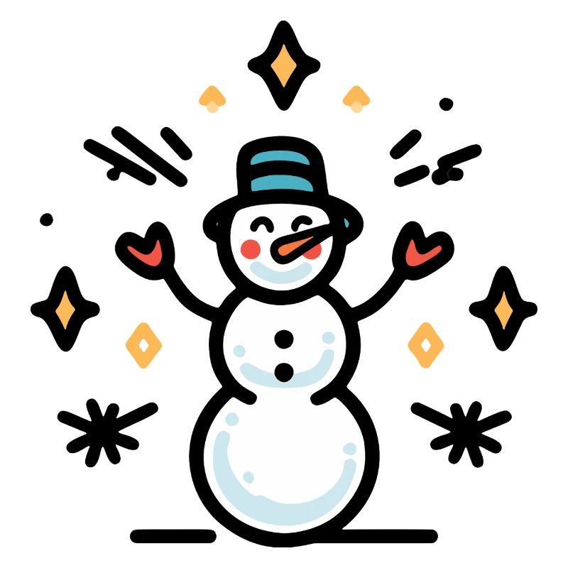 Snowman with glitter sparks