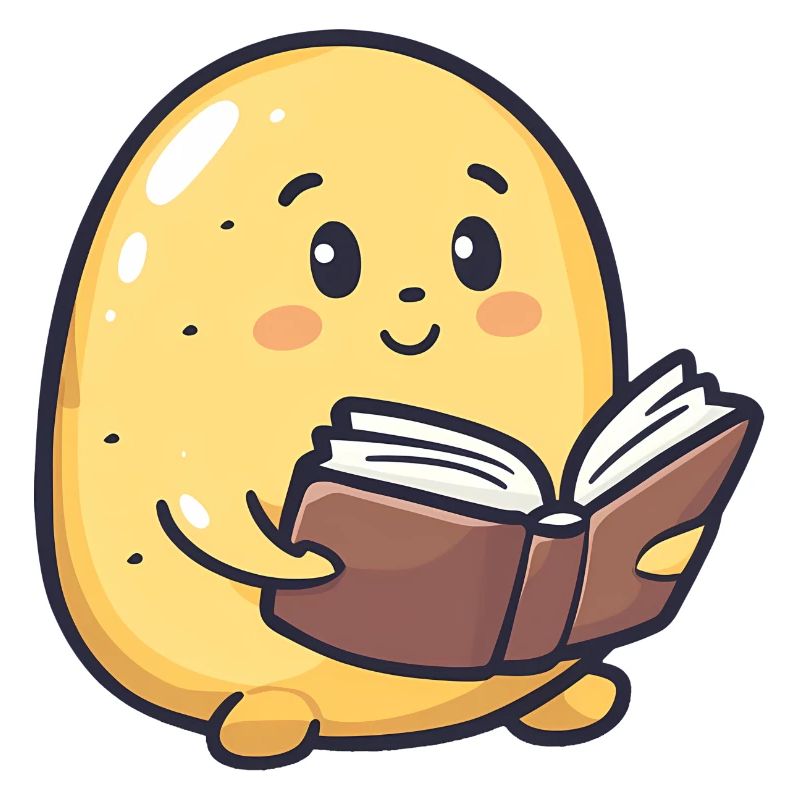 Glückliche Kartoffel beim Lesen eines Buches - Entzückendes Design