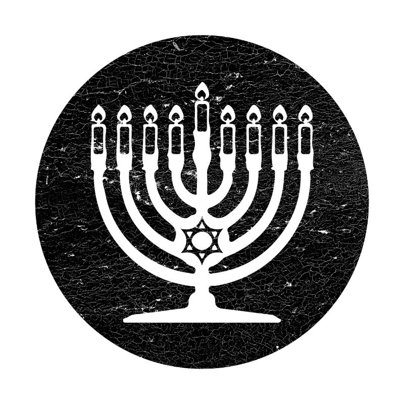 Hanukkah Menorah Candlestick in Black Circle