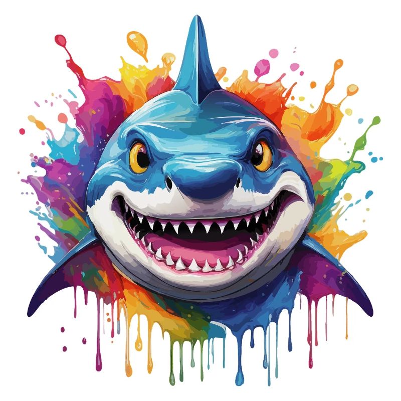 Requin coloré avec des éclaboussures de peinture