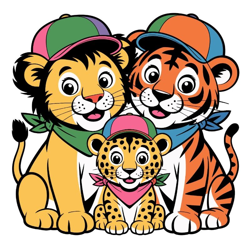 Süße Löwe Tiger Leopard Freunde