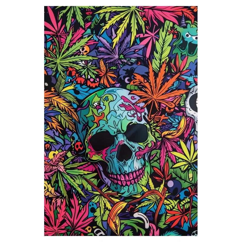 Psychedelic skull in the jungle