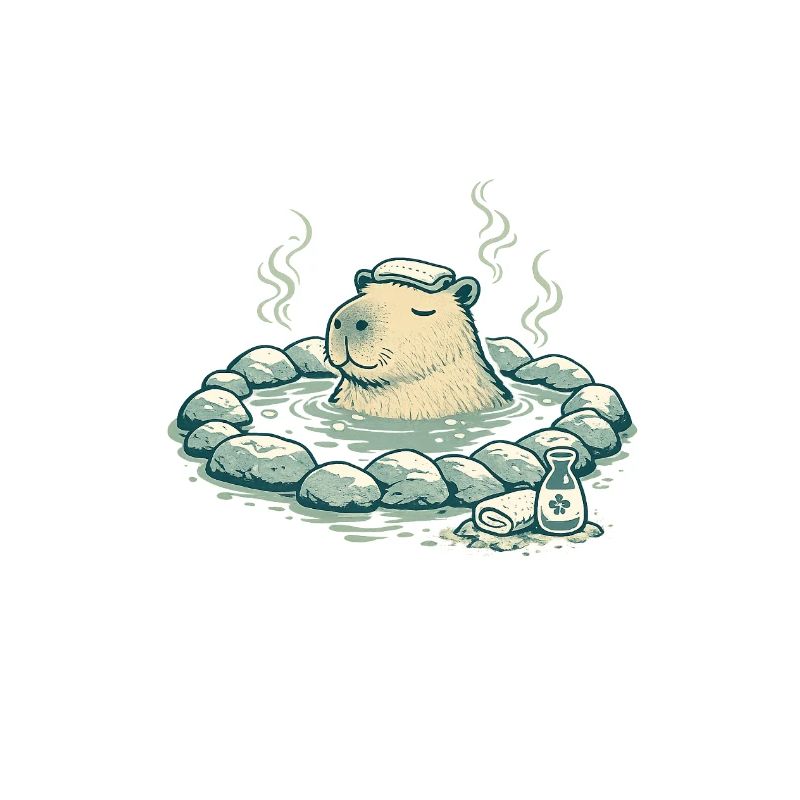 Capybara in the spring bath