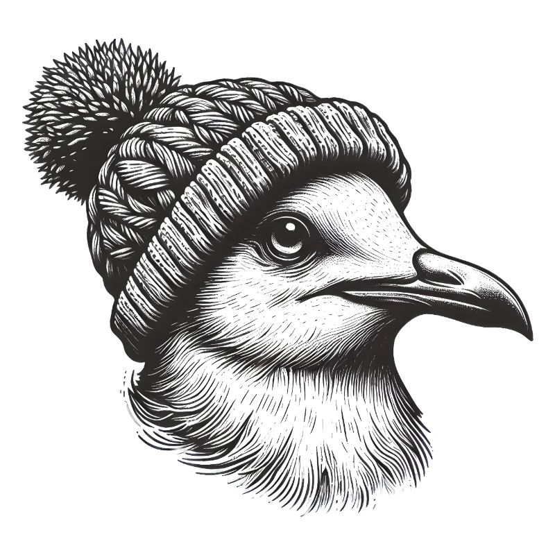 Seagull with bobble hat