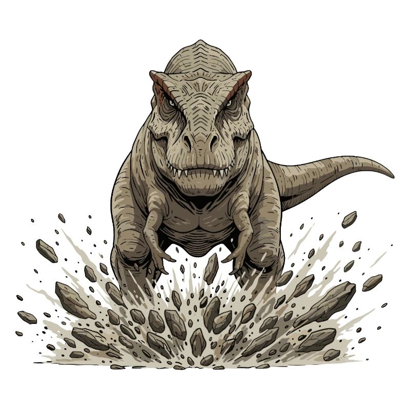 Un T-rex jaillit du sol