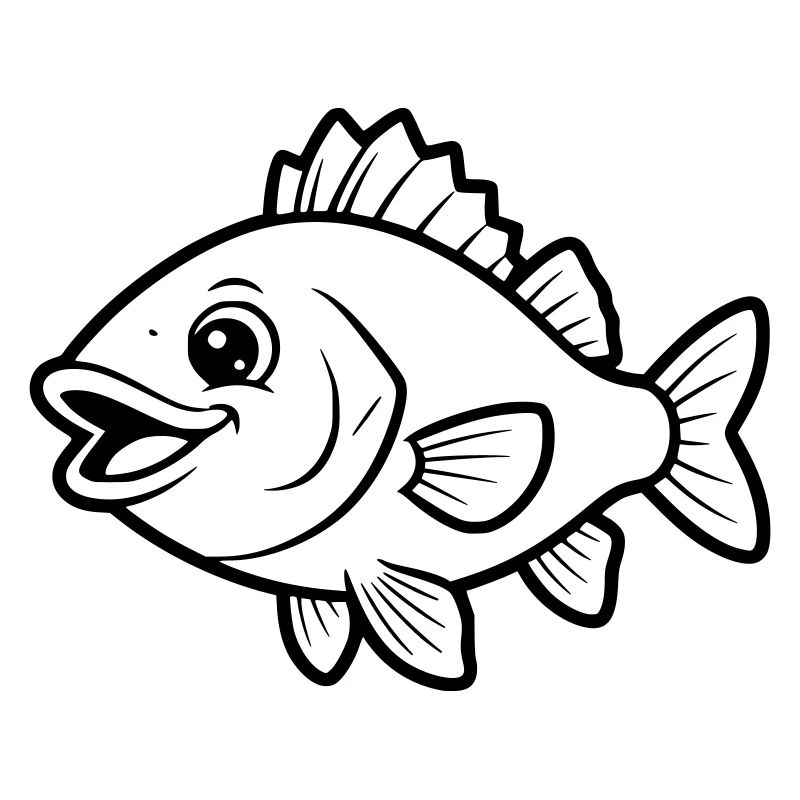 Cute Perch Fish Comic Coloring Page