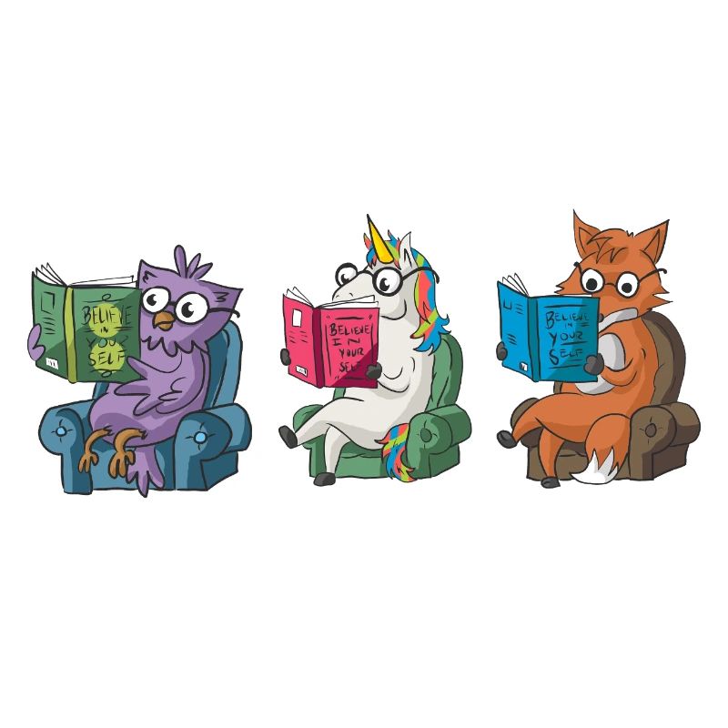 Animaux mignons lisant Conception de Croyez en vous