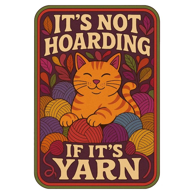 Hoarding Yarn Cat Illustration