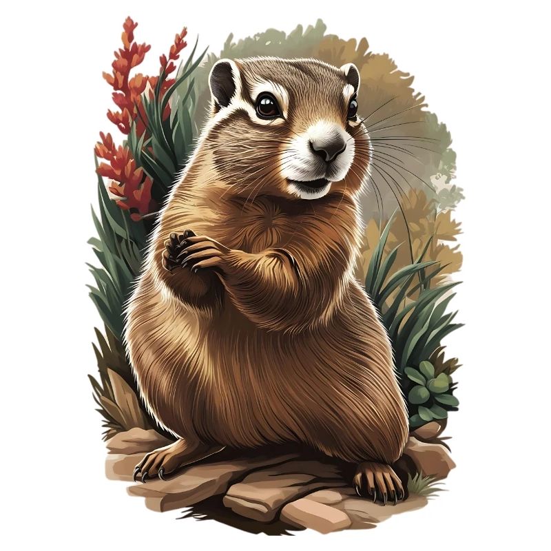 Marmotte jardin curieuse