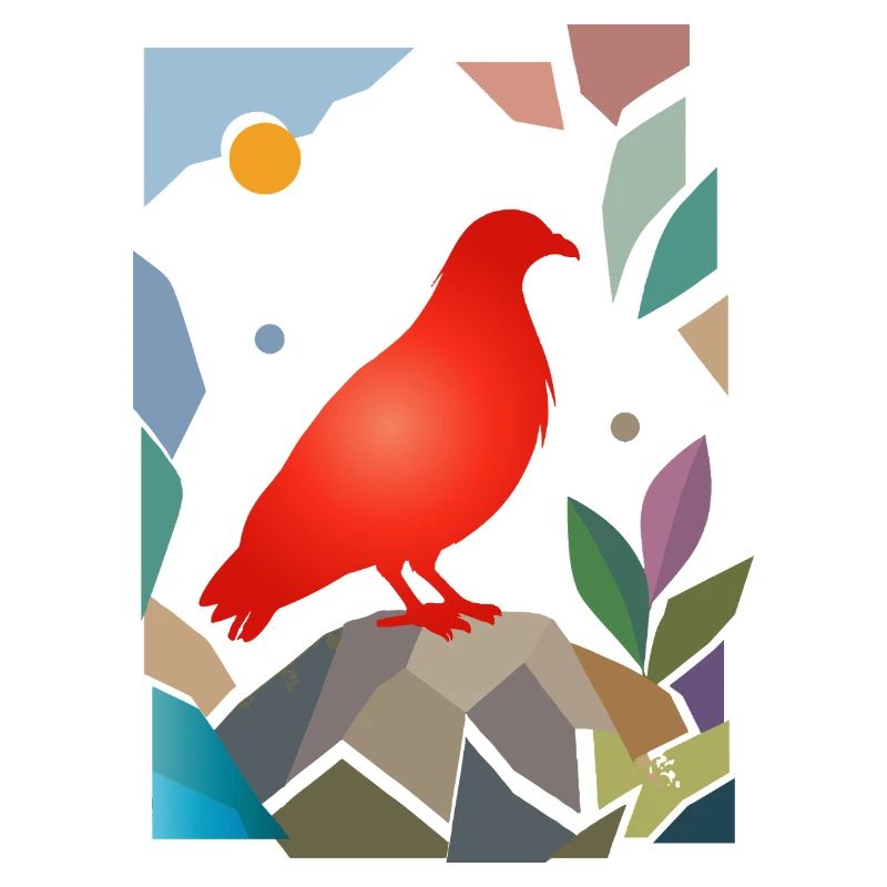 Rote Taube auf Stein Vogel Design