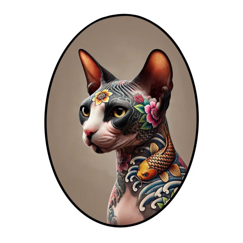 Chat Sphynx Tatoué