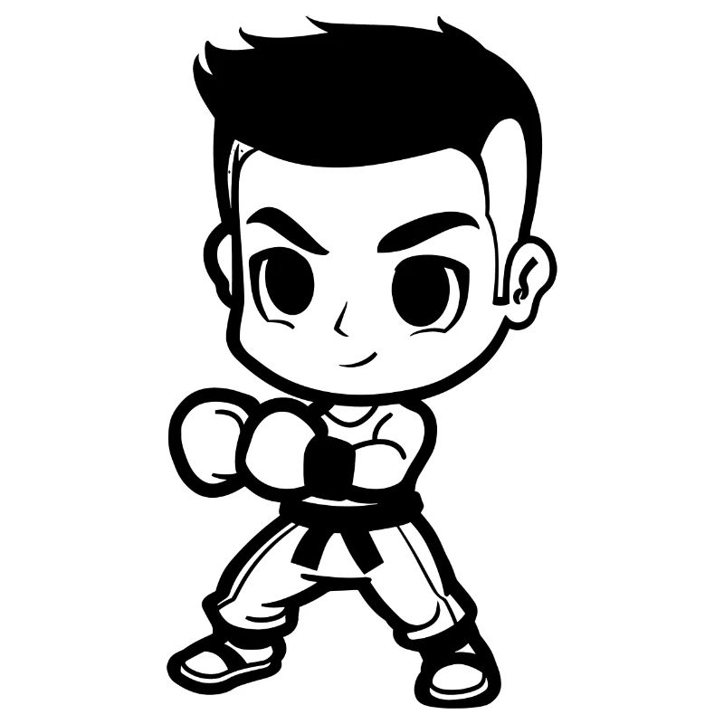 Kickboxing Junge Comic Look