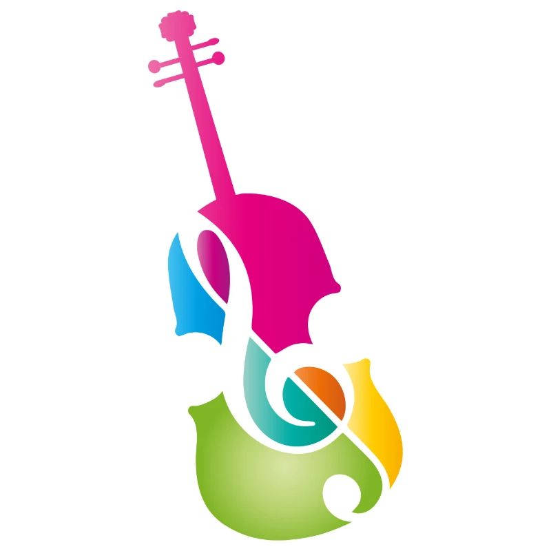 violon coloré stylisé avec clé de violon