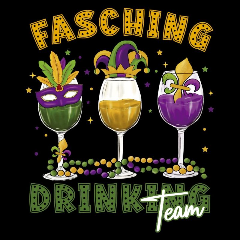 Fasching Karneval Drink Team Masken Gläser
