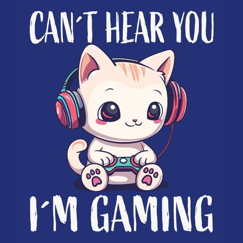 Cat Gaming While Gaming
