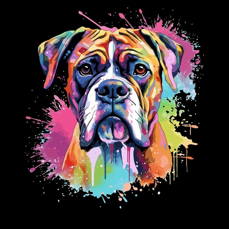 Éclaboussure de portrait vif du chien boxer