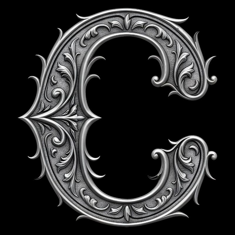der Buchstabe C Silber Metallic Ornament