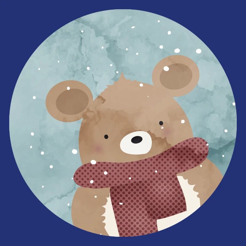 sugar-sweet golden bear in winter when it snows