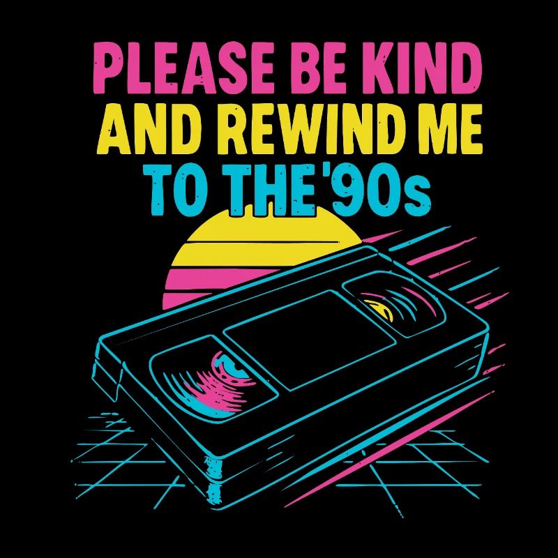 Retro 90s Cassette Tape and Sunset Design