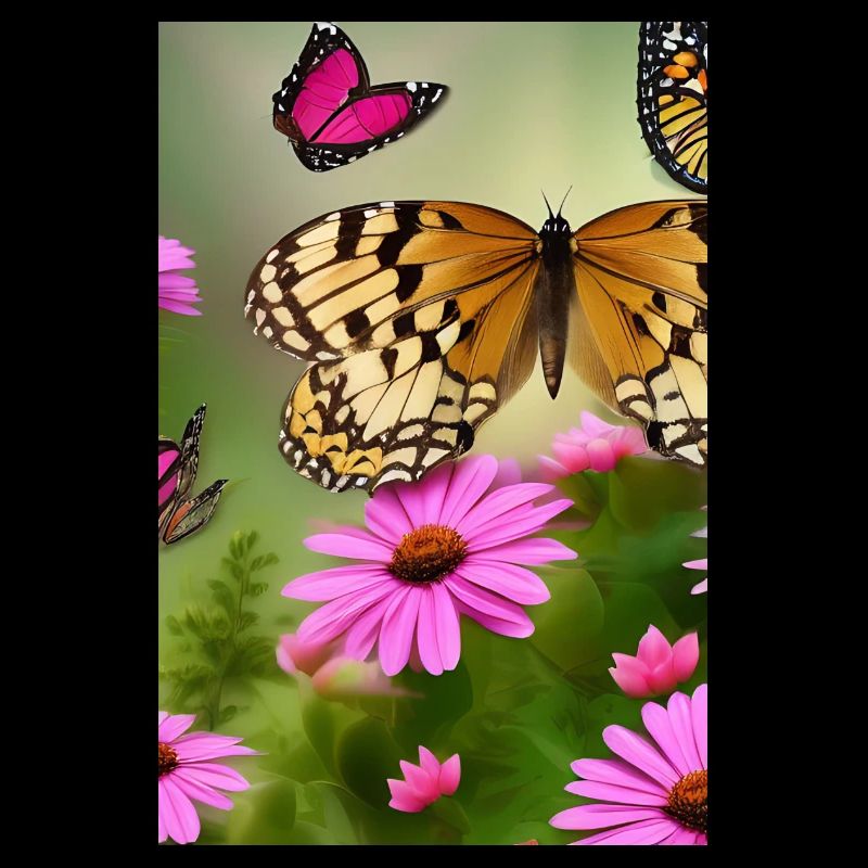 Fleurs et papillon