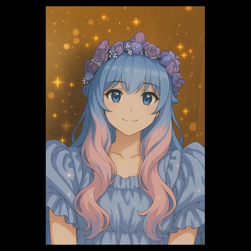 Blumenkrone Animefig mit Pastellhaar