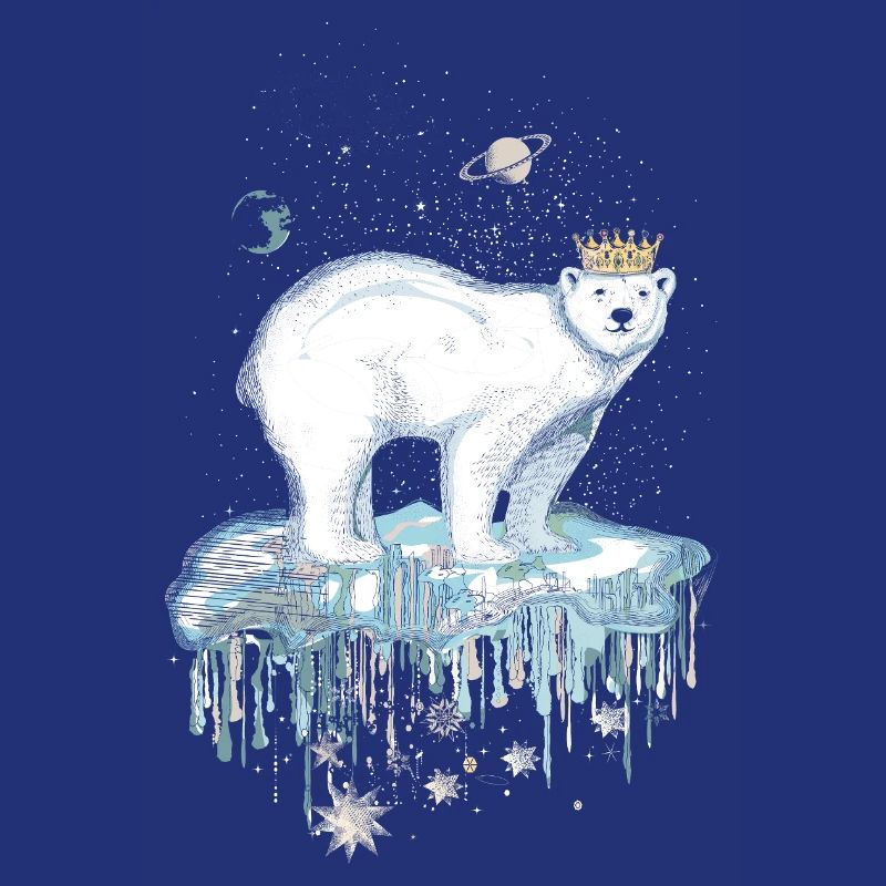 Majestätischer Eisbär mit Krone auf Eisscholle