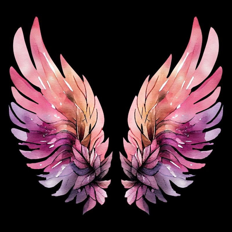Ailes aquarelle rose et violette
