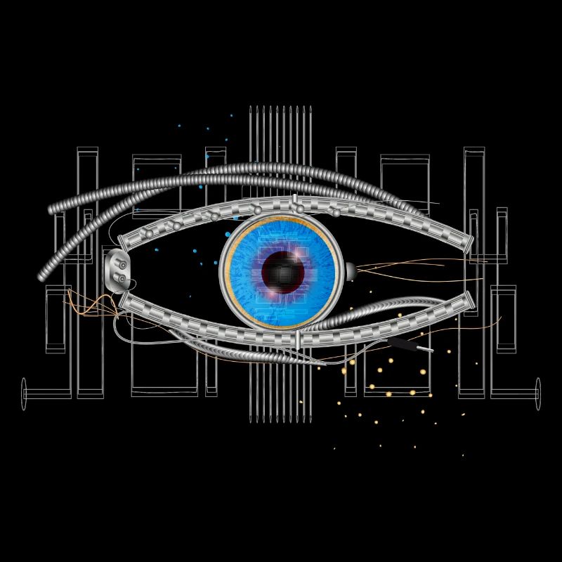 cool blue cyborg or robot eye