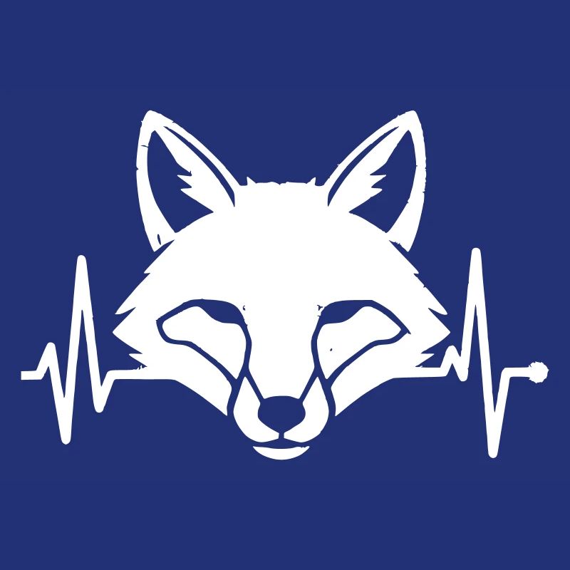Fox Head Heartbeat ECG Forest Vector