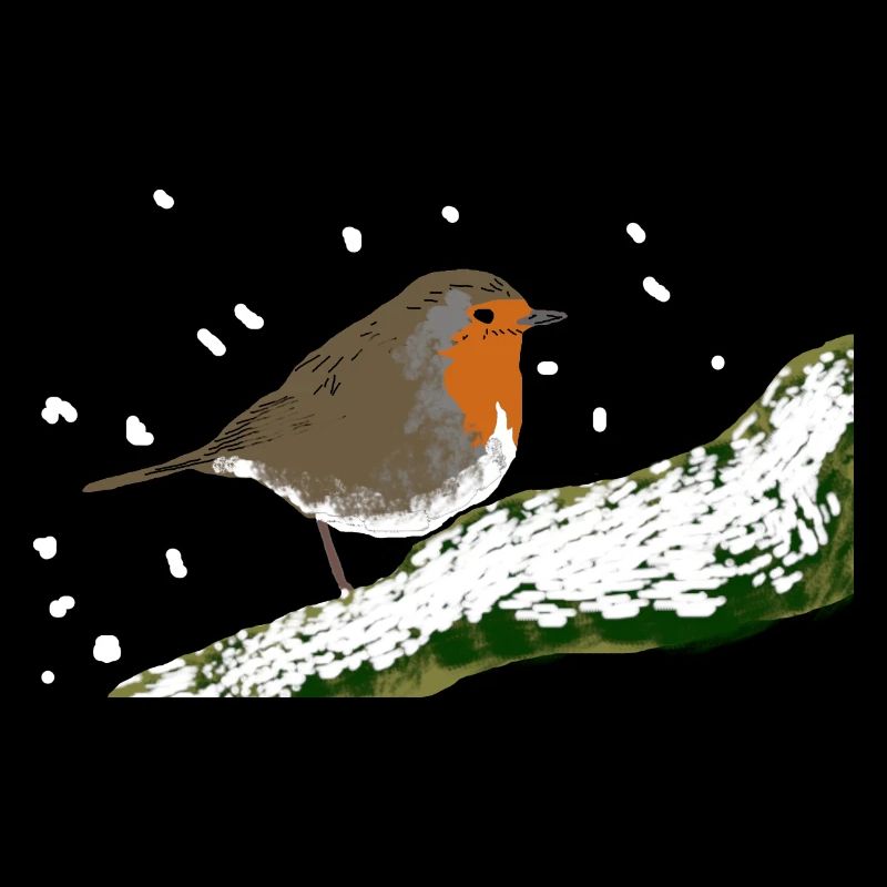 Rotkehlchen Wintermotiv Schnee Vogel Ast