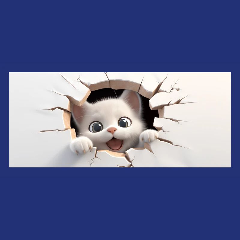 Petit chat 3D dans un trou