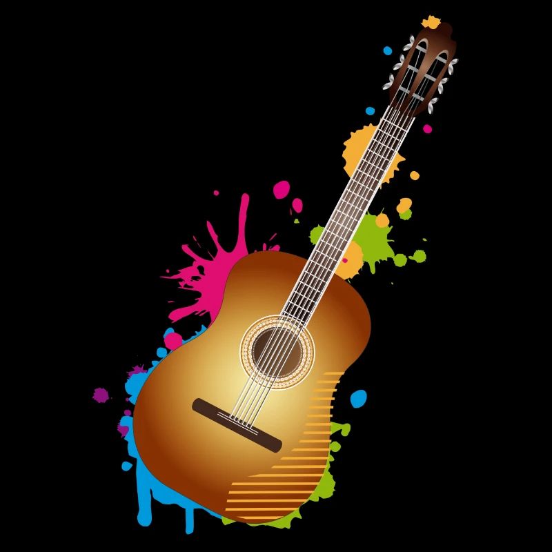 beaux graffitis de guitares acoustiques colorées