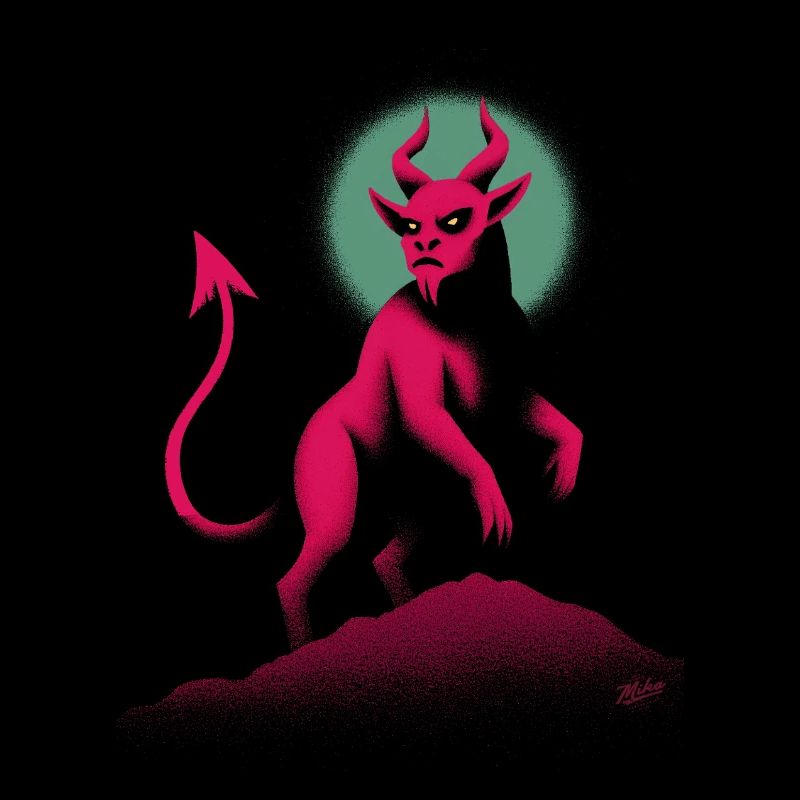 Retro Dämon auf Lavafelsen