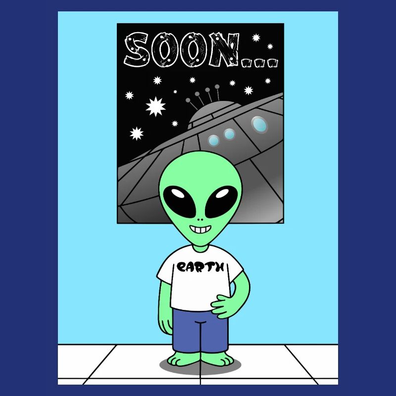Alien devant le vaisseau spatial Terre