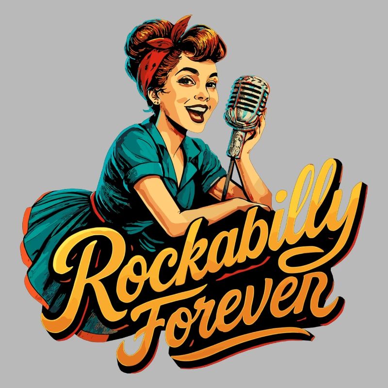 Rockabilly Forever Charcoal Microphone 50s Gift