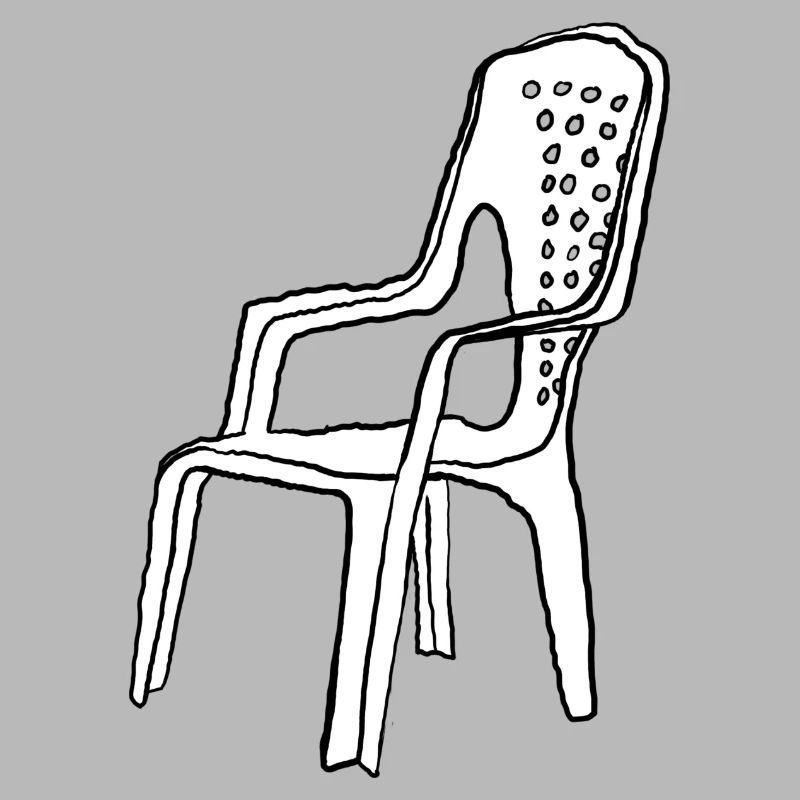 Monoblock Minimalist Doodle Stuhl Illustration