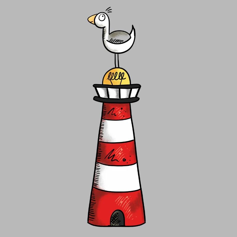 Möwe auf dem Leuchtturm - Nordsee - Geschenk