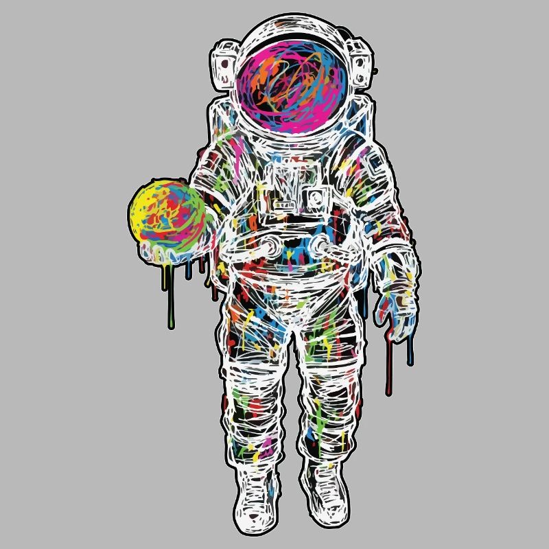 Space Astronaut Scribble Painting Planet