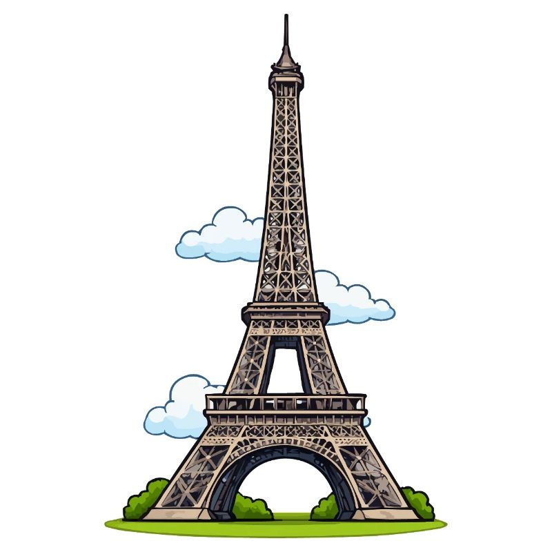 Tour Eiffel style dessin animé