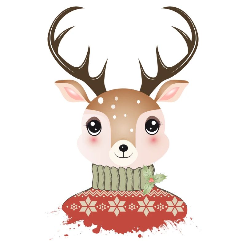 cerf chic mignon avec pull de Noël
