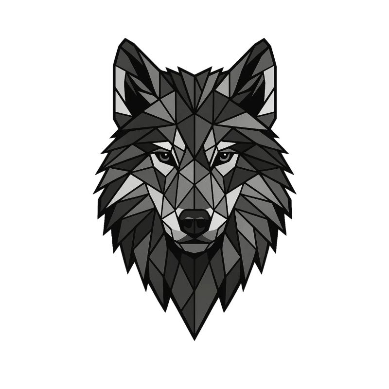 Geometrischer Wolfenkopf Grau