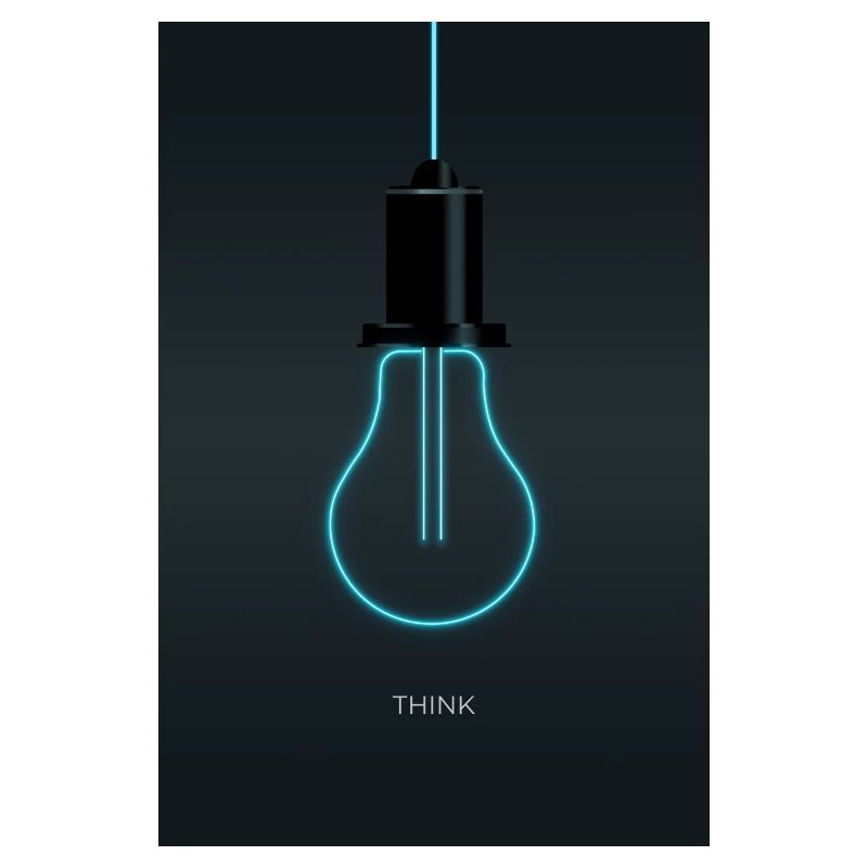 Think – Creative Neon Idea in Electric Blue
