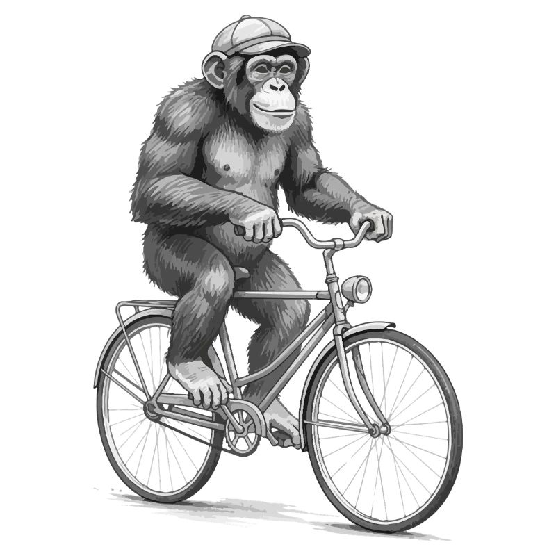 Monochromer Affen-Radfahrer
